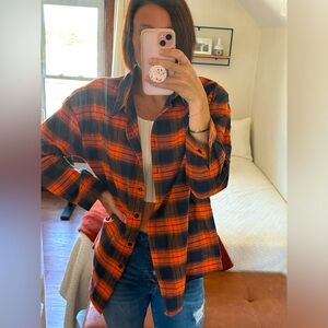 🧡Orange & Black Flannel🖤 Size M NWOT
